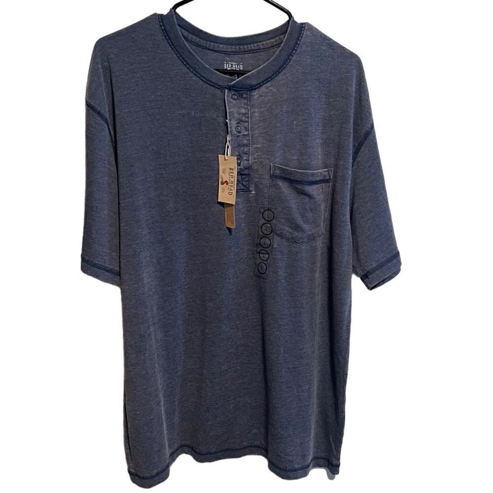 NWT- RedHead- Men’s Washed Navy Blue Short Sleeve Pocket T-shirt, Size Large